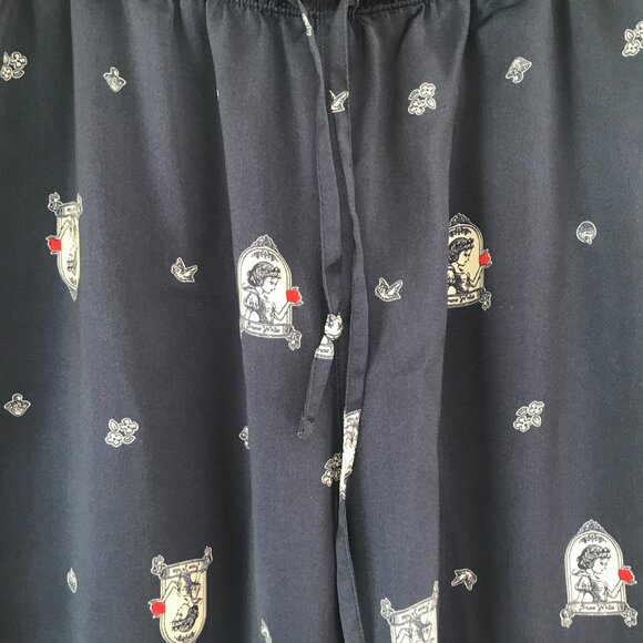 Disney Uniqlo snow white pajamas women's M navy/white button top princess satin - Picture 3 of 9